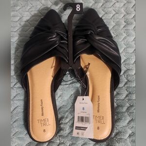 Walmart Black Twisted Mule Slip-on Dressy Shoes, Size US 8, Narrow